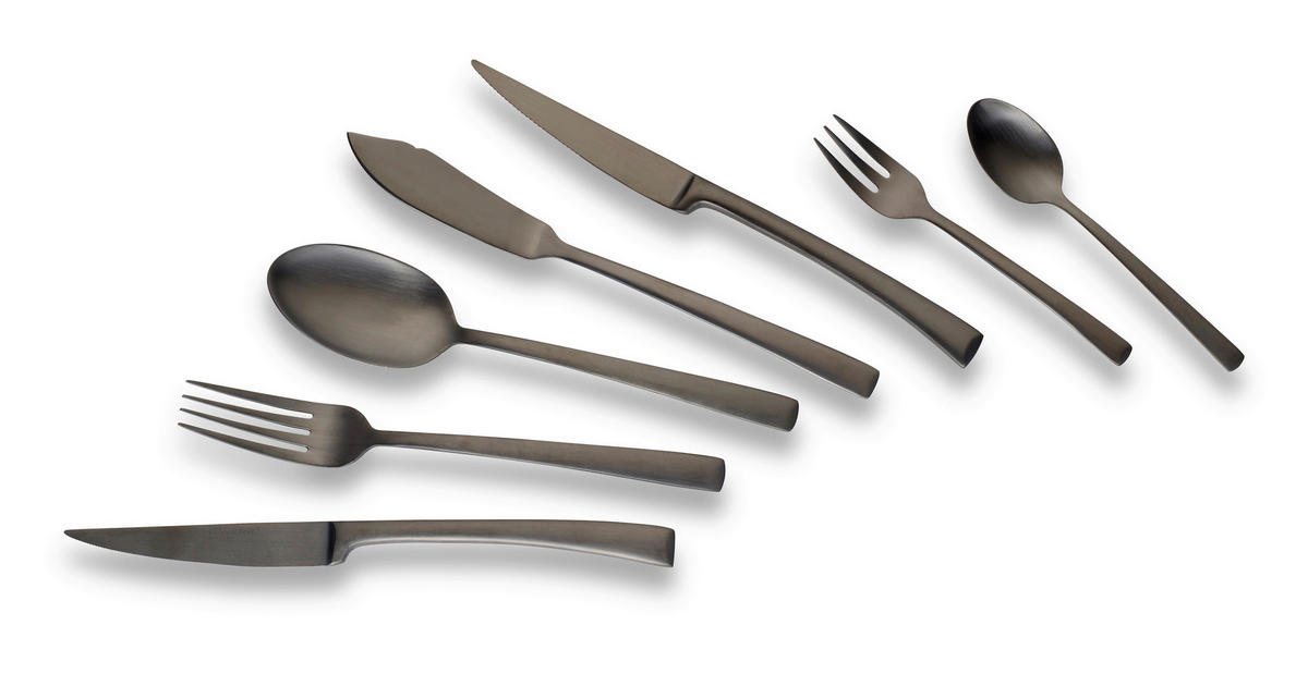 SADA PŘÍBORŮ nerezová ocel, 42dílné - černá, Design, kov - Echtwerk