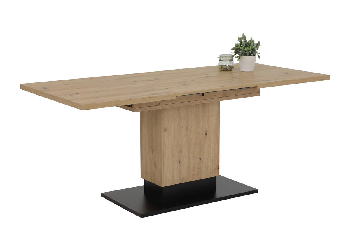 ESSTISCH in Holzwerkstoff 120-180/80/76 cm  - Schwarz/Eiche Artisan, KONVENTIONELL, Holzwerkstoff (120-180/80/76cm) - Carryhome