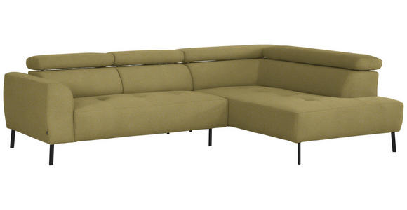 ECKSOFA in Struktur Gelb  280/205 cm  - Gelb/Schwarz, Design, Textil/Metall (280/205cm) - Xora