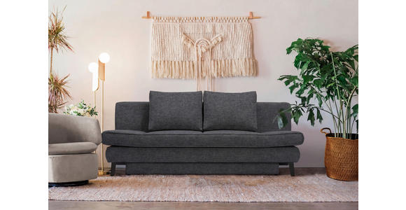 SCHLAFSOFA Sidney Anthrazit  inkl. Rückenkissen, Bettkasten, Schlaffunktion, Rücken echt, Armteilverstellung  - Anthrazit/Schwarz, Design, Textil/Metall (200/85/90cm) - Novel