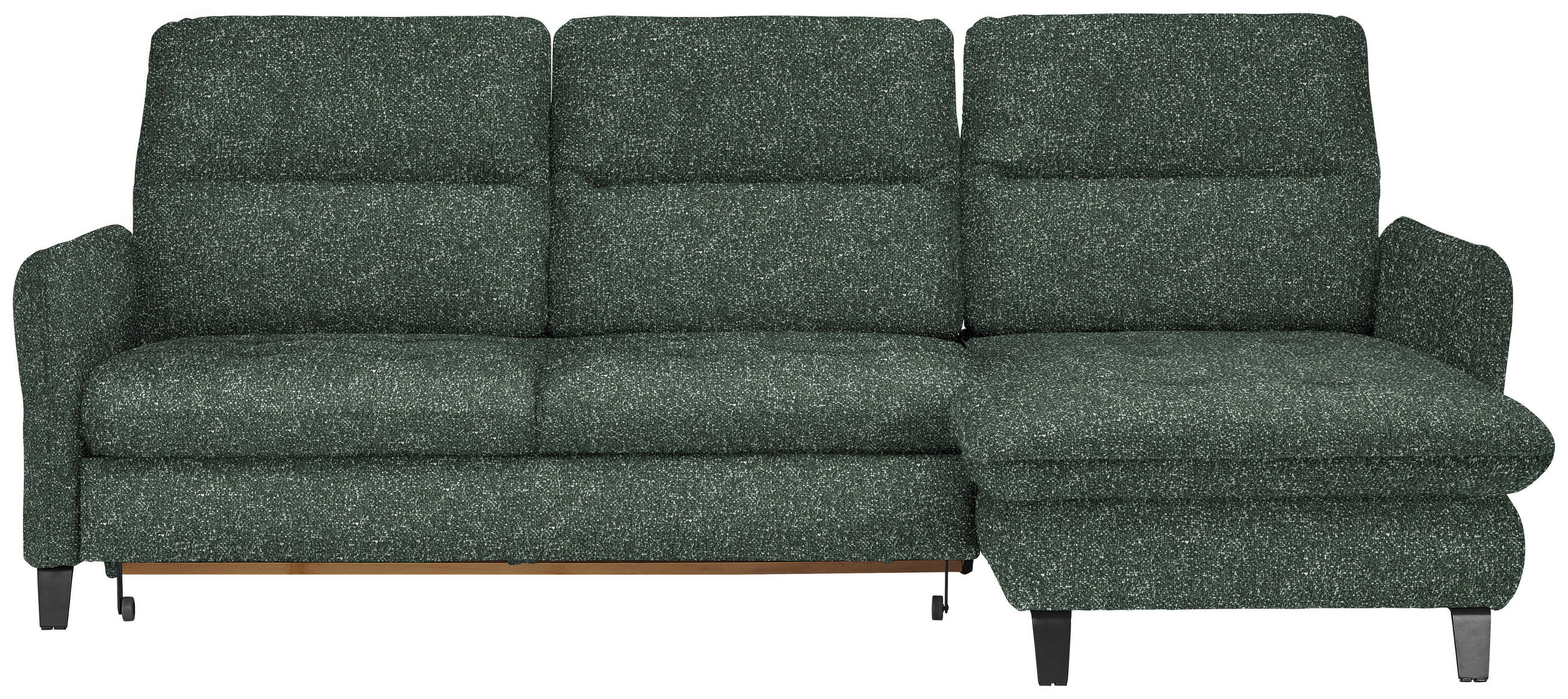 ECKSOFA Grün Plüsch  - Schwarz/Grün, KONVENTIONELL, Textil/Metall (254/190cm) - Livetastic