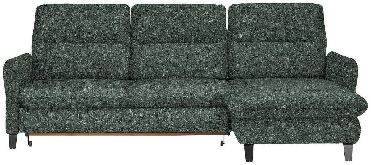 ECKSOFA Grün Plüsch  - Schwarz/Grün, KONVENTIONELL, Textil/Metall (254/190cm) - Livetastic