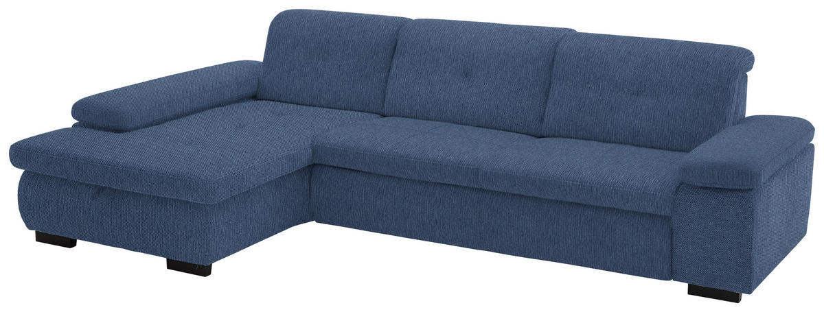 ECKSOFA in Flachgewebe Dunkelblau  174/297 cm  - Schwarz/Dunkelblau, Design, Textil/Metall (174/297cm) - Beldomo Style