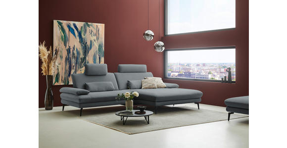 ECKSOFA  in Chenille, Flachgewebe Dunkelgrau  284/180 cm  - Dunkelgrau/Schwarz, Design, Textil/Metall (284/180cm) - Dieter Knoll