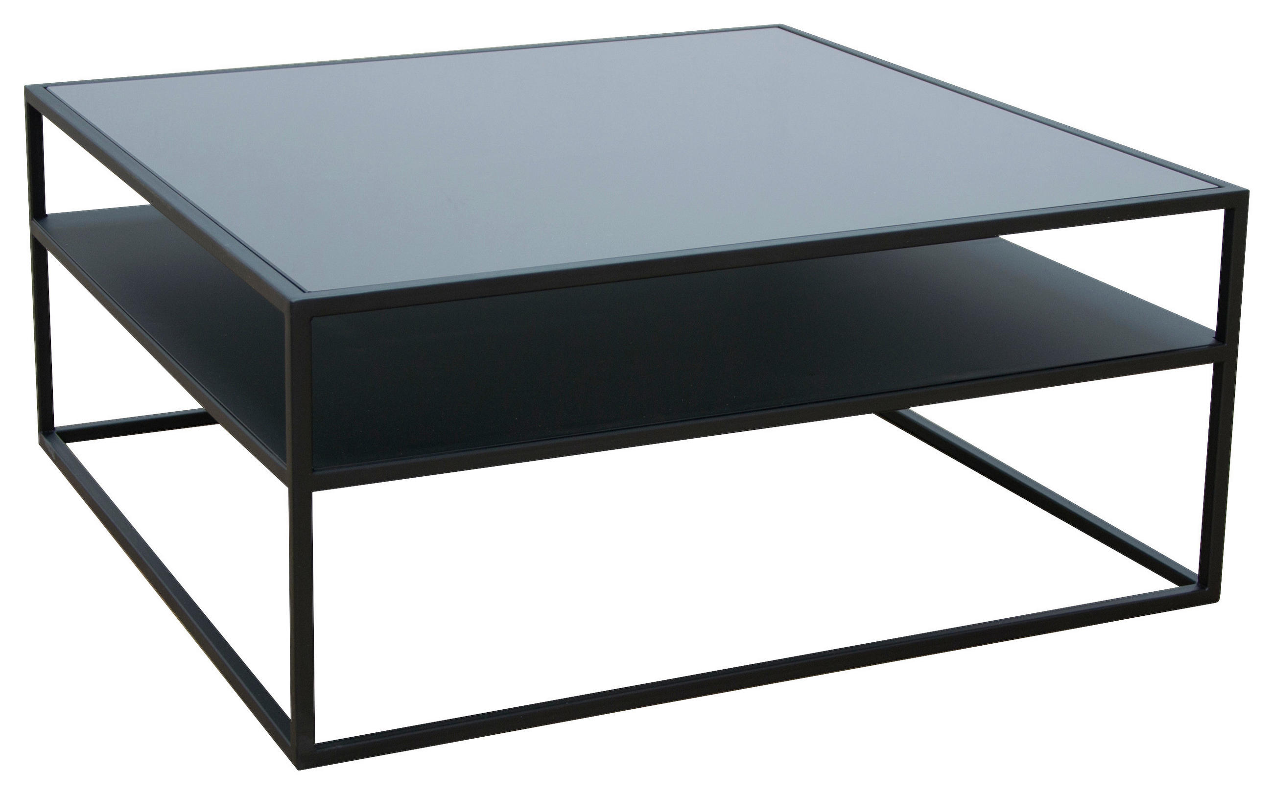 COUCHTISCH Sicherheitsglas 80/80/36 cm quadratisch Schwarz  - Schwarz, Design, Glas/Metall (80/80/36cm) - Novel