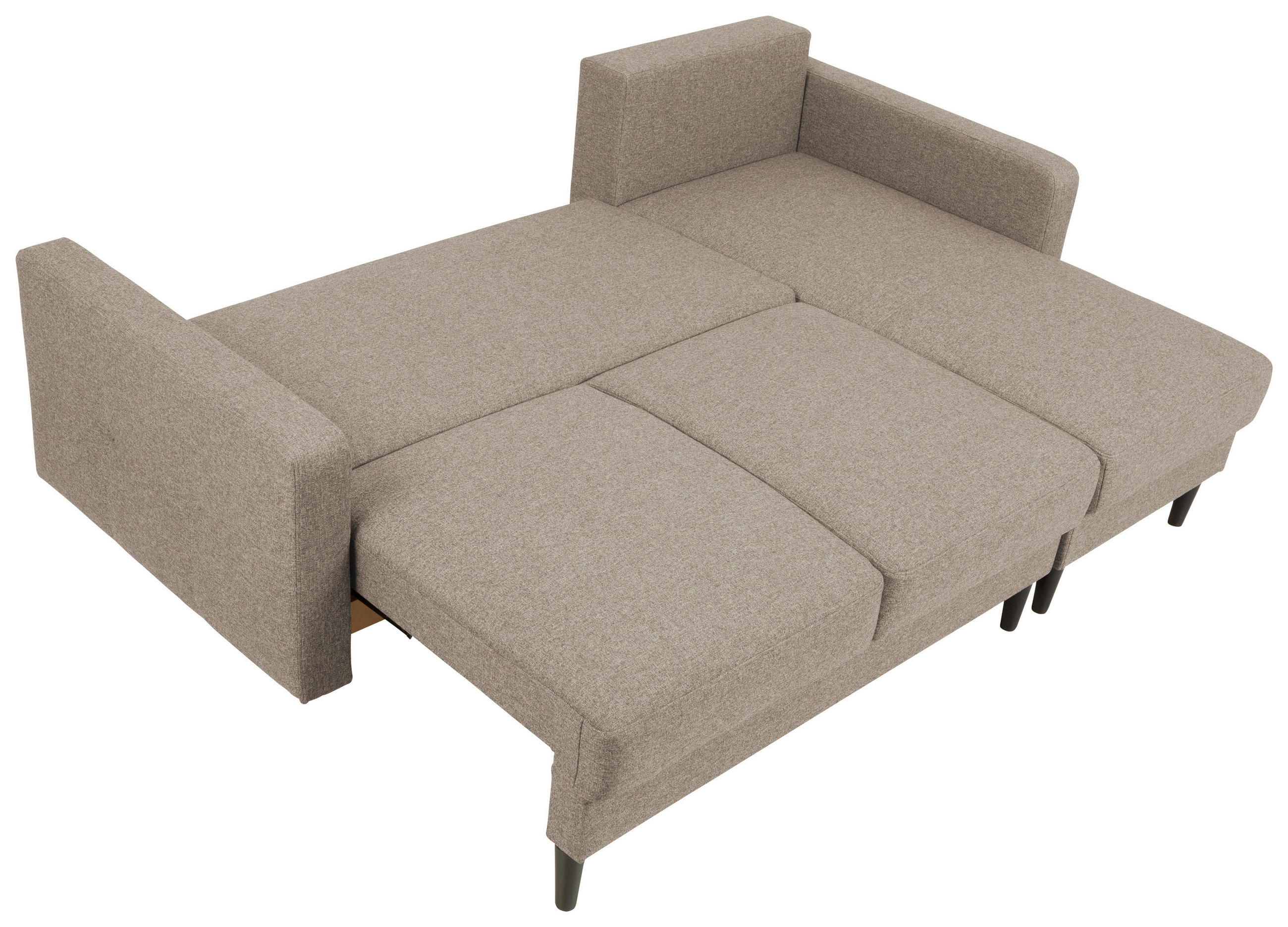 ECKSOFA in Chenille Beige  - Beige/Schwarz, Konventionell, Holz/Textil (223/157cm) - MID.YOU