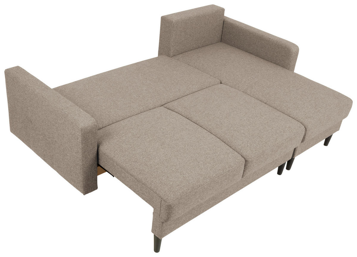 ECKSOFA in Chenille Beige  - Beige/Schwarz, Konventionell, Holz/Textil (223/157cm) - MID.YOU