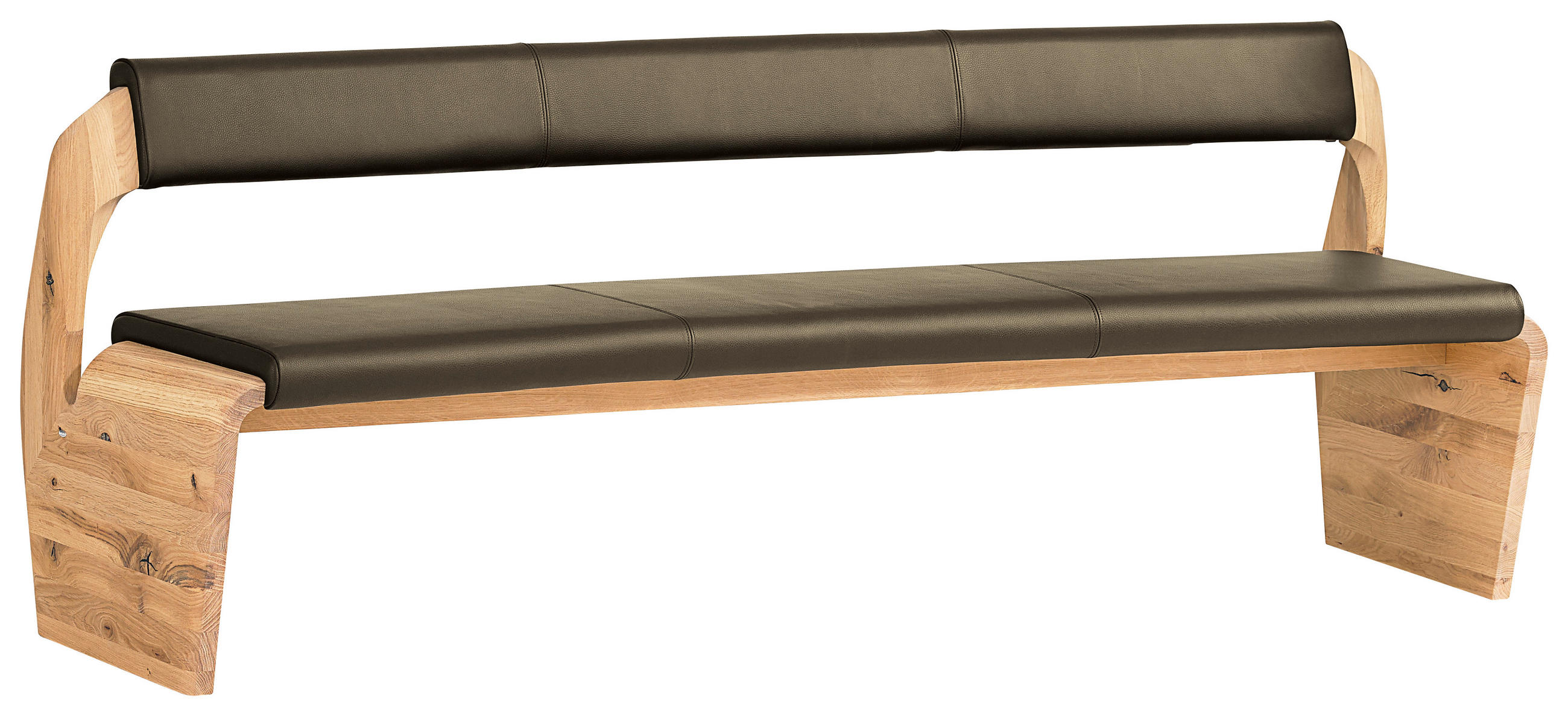 SITZBANK 207/84/70 cm  in Schlammfarben, Eichefarben  - Schlammfarben/Eichefarben, Natur, Leder/Holz (207/84/70cm) - Voglauer