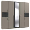 DREHTÜRENSCHRANK 225/208/58 cm 7-türig Grau, Graphitfarben, Sahara  - Schwarz/Graphitfarben, Basics, Glas/Holzwerkstoff (225/208/58cm) - MID.YOU