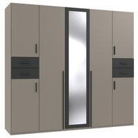 DREHTÜRENSCHRANK 225/208/58 cm 7-türig Graphitfarben, Grau, Sahara  - Schwarz/Graphitfarben, Basics, Glas/Holzwerkstoff (225/208/58cm) - MID.YOU