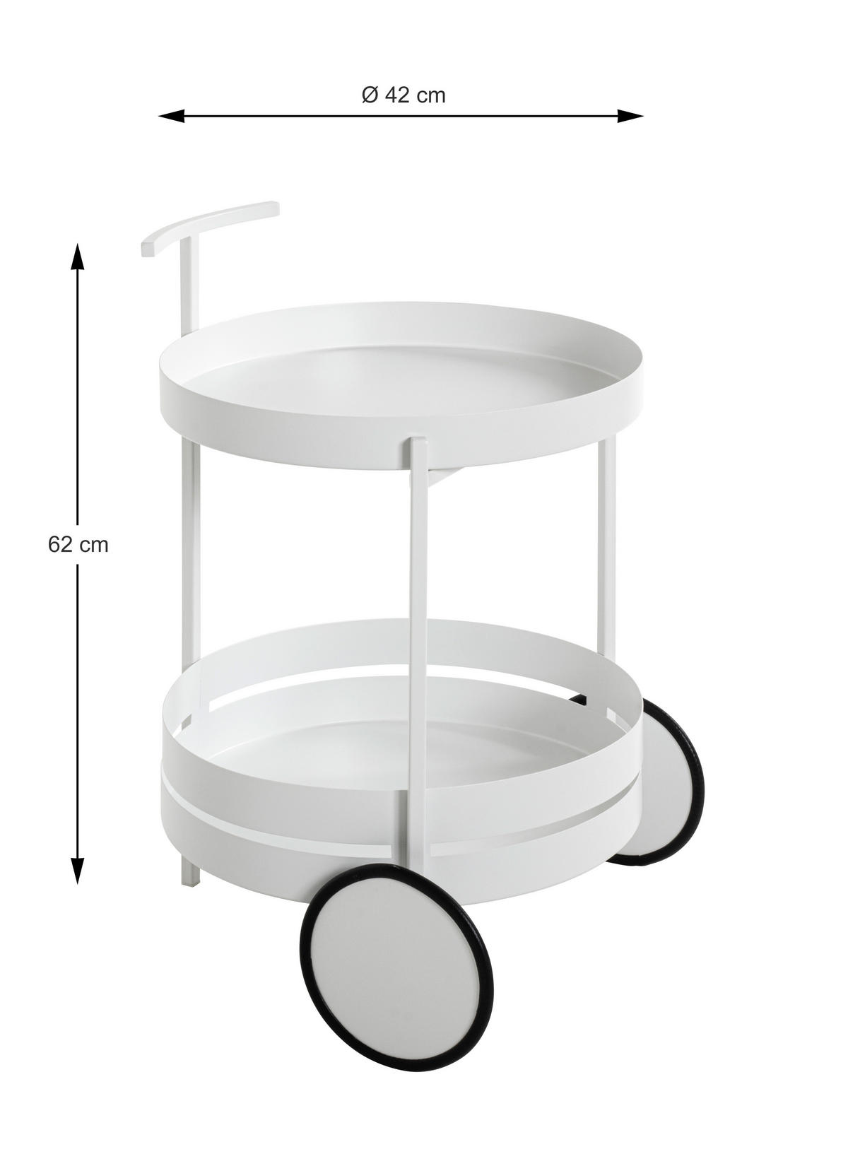 SERVIERWAGEN Weiß  - Weiß, Design, Metall (42/42/61cm)