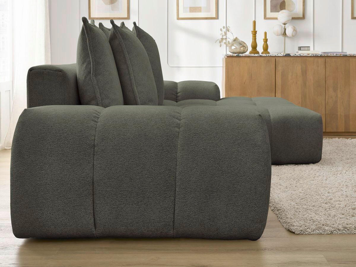 ECKSCHLAFSOFA EVEREST  mit Rücken echt, Armteil links, Armteil rechts Flachgewebe Grün  - Schwarz/Grün, MODERN, Kunststoff/Textil (318/180cm) - Livetastic