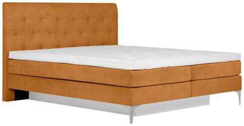 BOXSPRINGBETT 160/200 cm  in Currygelb  - Chromfarben/Currygelb, Design, Textil/Metall (160/200cm) - Welnova