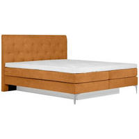 BOXSPRINGBETT 160/200 cm  in Currygelb  - Chromfarben/Currygelb, Design, Textil/Metall (160/200cm) - Welnova