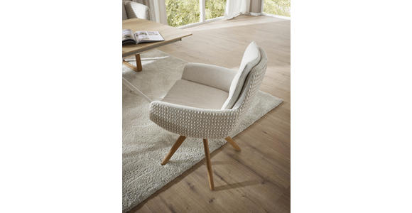 ARMLEHNSTUHL  Beinauswahl, Sitzfläche 360° drehbar, Stoff-/Lederauswahl Flachgewebe  Beige  - Beige, Design, Holz/Textil (62/90/68cm) - Valnatura