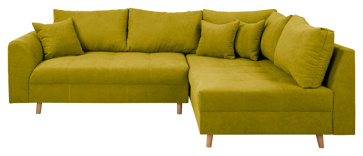ECKSOFA Ariella Hellgrün Mikrofaser  - Naturfarben/Hellgrün, Design, Holz/Textil (231/161cm) - Livetastic