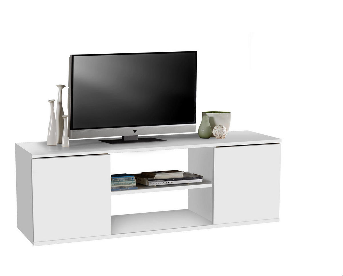 POLICA ZA TV bela  - bela, Moderno, pločasti materijal/plastika (120/40/34cm) - Xora