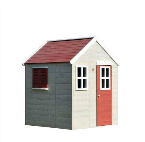 SPIELHAUS 120/155/120 cm  - Rot/Naturfarben, KONVENTIONELL, Holz (120/155/120cm) - Ambia Garden