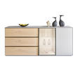 SIDEBOARD 210/90/45 cm  - Eiche Bianco/Beige, Design, Glas/Holz (210/90/45cm) - Ambiente