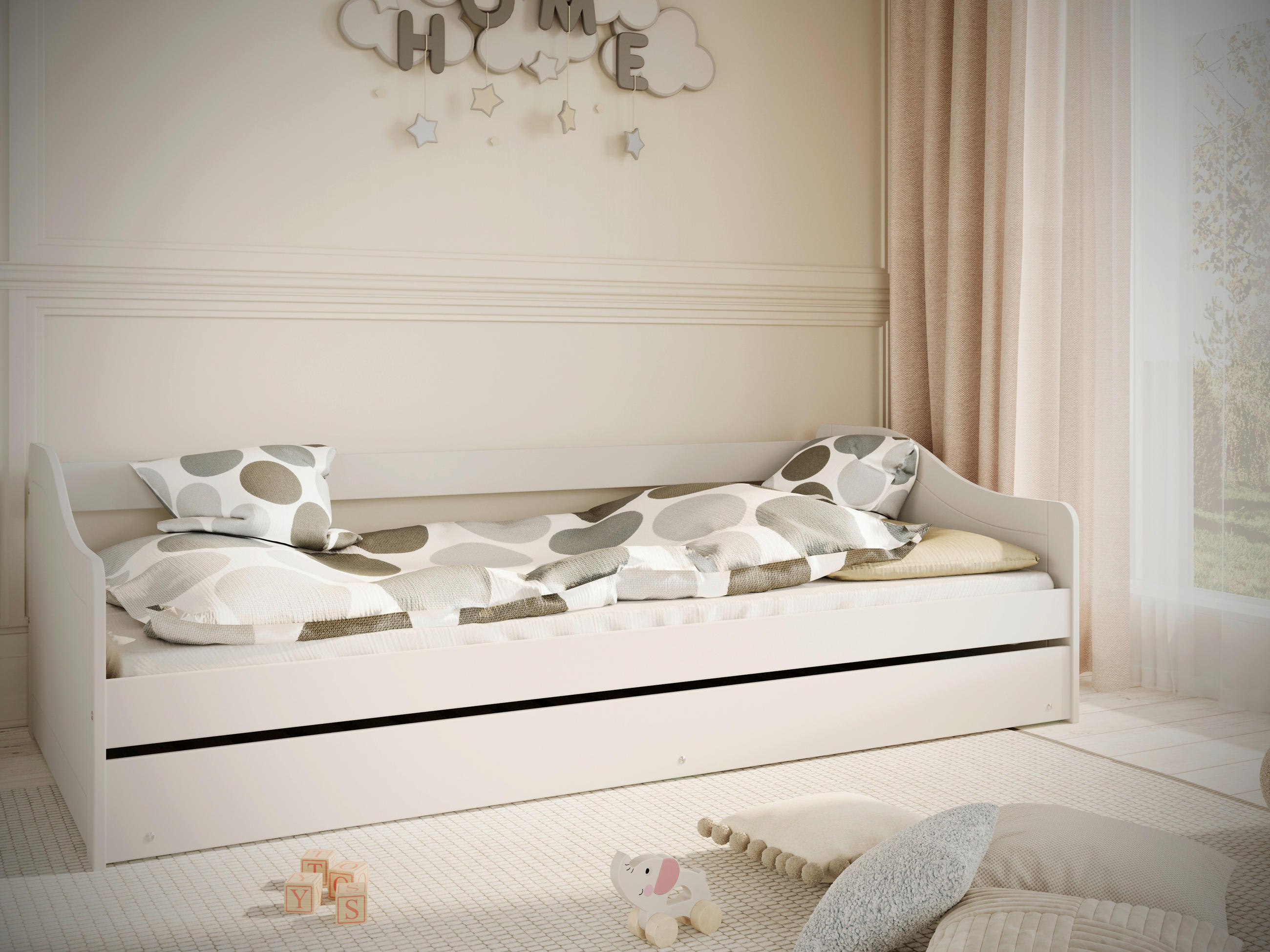 KINDER-/JUNIORBETT 90/200 cm  in Weiß  - Birkefarben/Weiß, MODERN, Holz/Holzwerkstoff (90/200cm) - MID.YOU