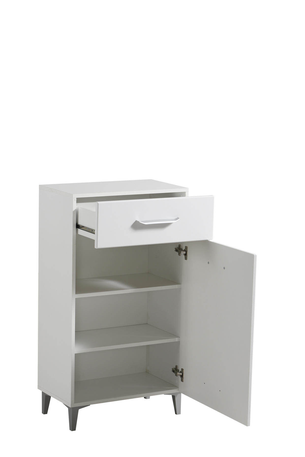 CIPŐSSZEKRÉNY 58/104,5/35 cm  - magasfényű fehér/fehér, Basics, faalapú anyag (58/104,5/35cm) - Xora