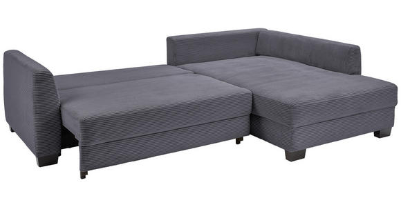 ECKSOFA in Cord Dunkelgrau  - Dunkelgrau/Schwarz, KONVENTIONELL, Holz/Textil (267/181cm) - Carryhome