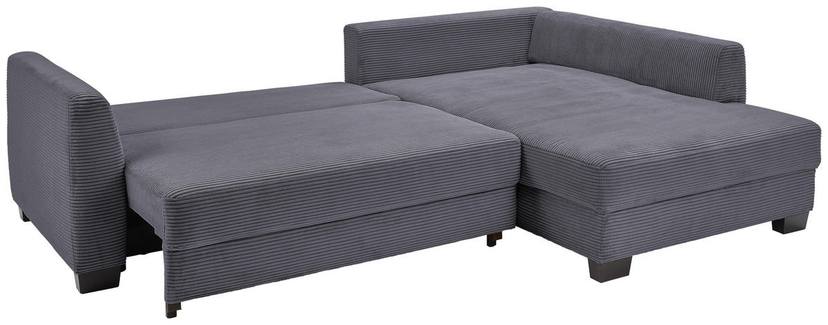 CANAPÉ D'ANGLE in Cord Dunkelgrau  - Dunkelgrau/Schwarz, Konventionell, Holz/Textil (267/181cm) - Carryhome