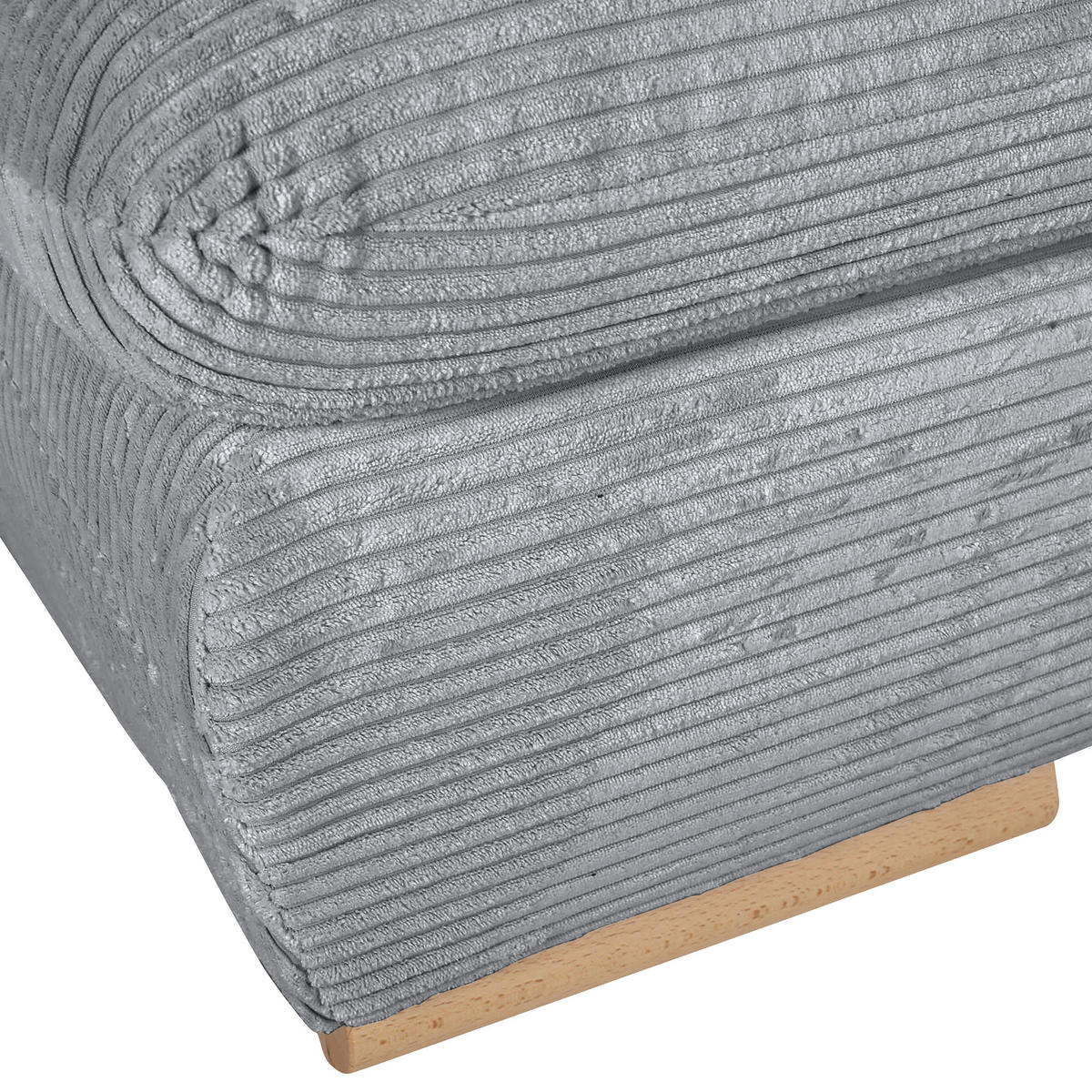SCHLAFSOFA Cord Hellgrau  - Hellgrau/Naturfarben, KONVENTIONELL, Holz/Textil (200/75/92cm) - home24