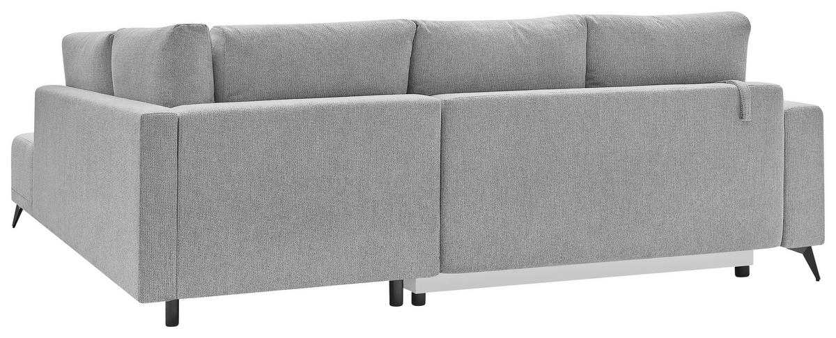 ECKSOFA RAFAEL Hellgrau Struktur Rückenkissen, Bettkasten  - Hellgrau/Schwarz, Design, Textil/Metall (269/218cm) - P & B