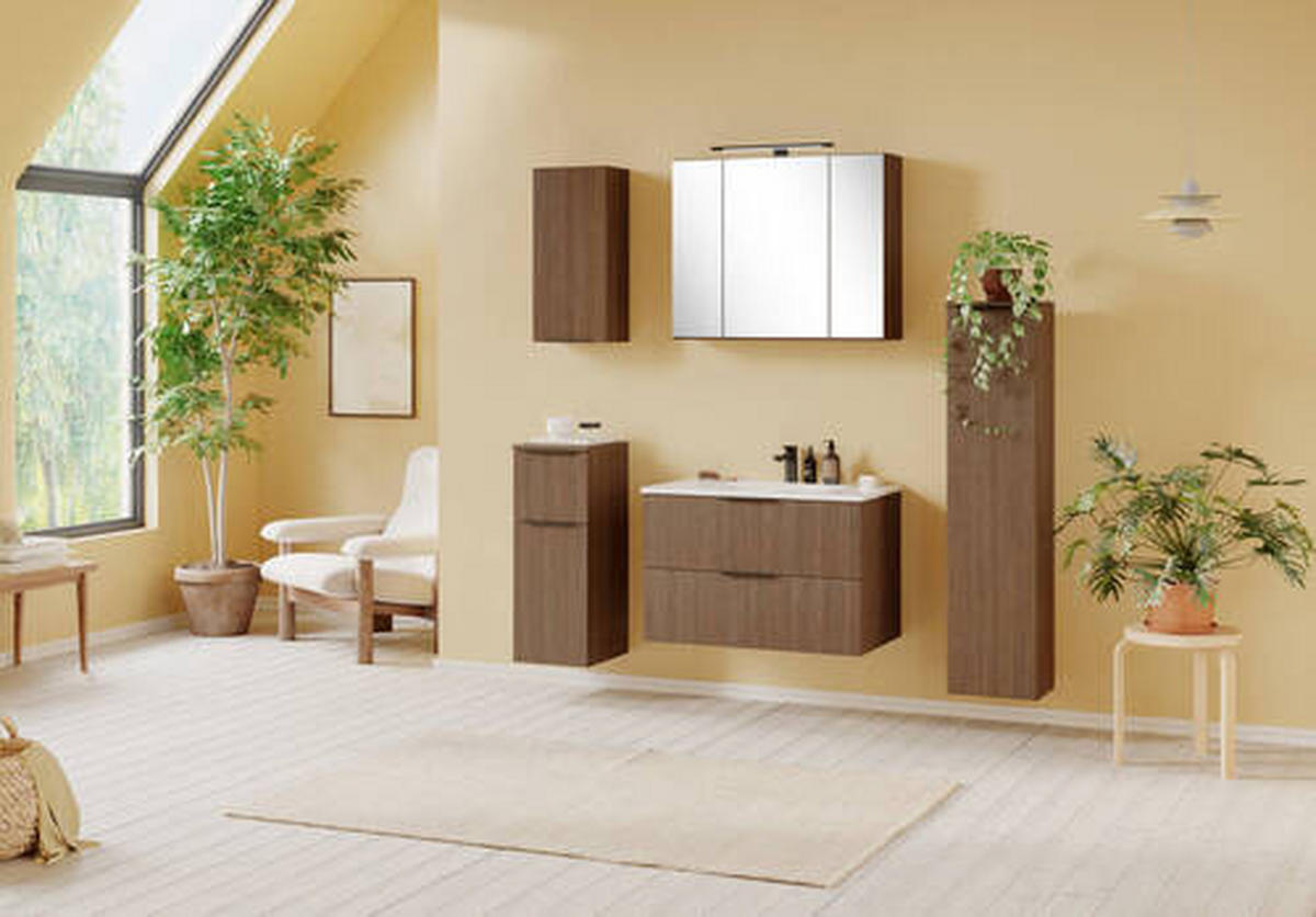 SPIEGELSCHRANK 80/64/20 cm  - Dunkelbraun/Schwarz, Natur, Glas/Holzwerkstoff (80/64/20cm) - Held