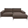 ECKSOFA in Feincord Mokka  - Schwarz/Mokka, Design, Textil/Metall (253/177cm) - Dieter Knoll