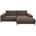 ECKSOFA in Feincord Mokka  - Schwarz/Mokka, Design, Textil/Metall (253/177cm) - Dieter Knoll