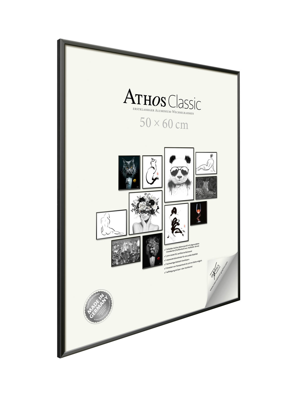BILDERRAHMEN - Schwarz, Basics, Glas/Papier (50/60/1,8cm)