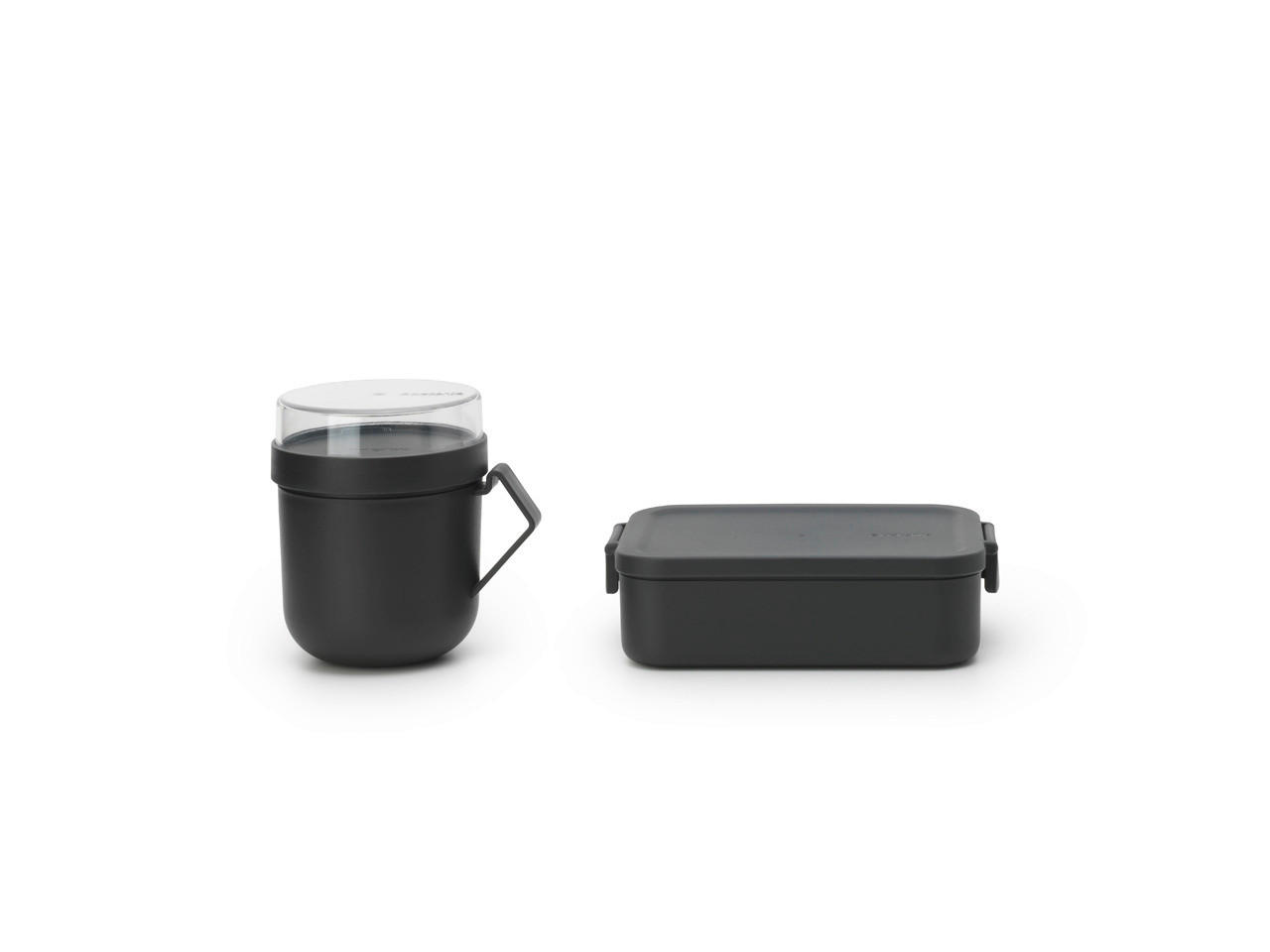 Thumbnail - Brabantia Pausenset Make & Take, Dunkelgrau, Kunststoff, 2-teilig, 600 ml, 30.5x13x13.5 cm, Küchenzubehör, Vorratsbehält...