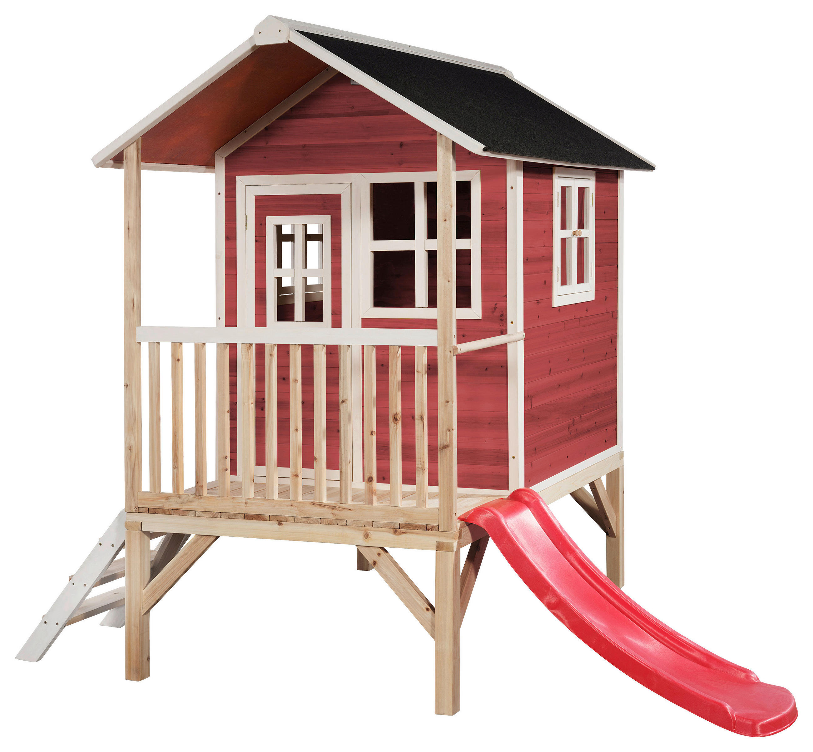 SPIELHAUS EXIT LOFT 300 ROT  - Rot, KONVENTIONELL, Holz (369/190/215cm) - EXIT Toys