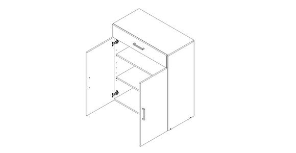 KOMMODE 80/98/40 cm  in Weiß  - Alufarben/Schwarz, Basics, Holzwerkstoff/Kunststoff (80/98/40cm) - Xora