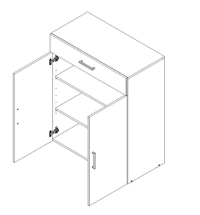 Thumbnail - Xora Kommode, Eiche, Holzwerkstoff, 2 Fächer, 1 Schublade(n) Schubladen, 80x98x40 cm, BQ - Bündnis für Qualität, Made in...