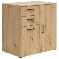 KOMODA, dub artisan, 80/83/52 cm - čierna/antracitová, Modern, kompozitné drevo/plast (80/83/52cm) - Carryhome