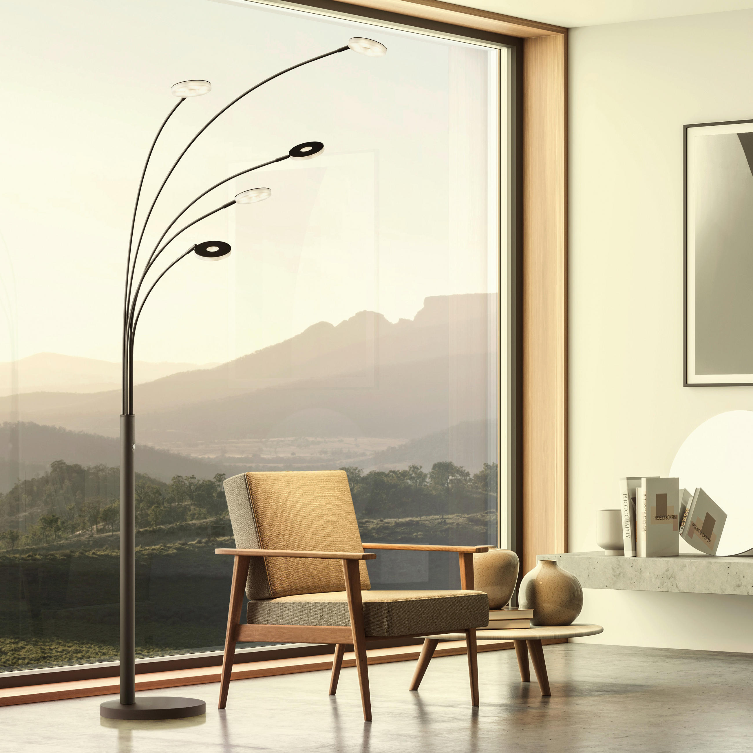 STOJACÍ LED SVÍTIDLO, 79/225 cm  - černá, Design, kov/sklo (79/225cm) - Fischer & Honsel