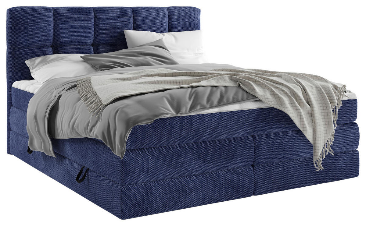 KONTINENTALSÄNG 180/200 cm  i blå  - blå/svart, Design, textil/plast (180/200cm) - Best Price