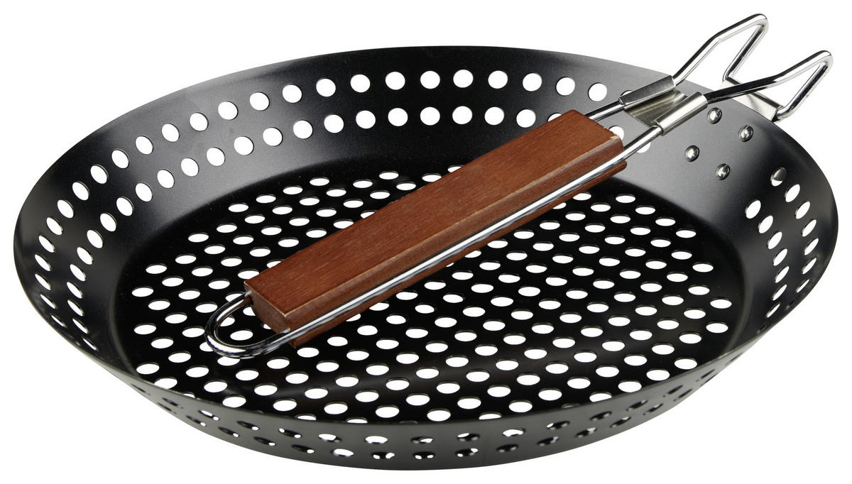 GRILLPFANNE 30,5 cm  - Schwarz/Naturfarben, Basics, Holz/Metall (30,5cm) - Landscape
