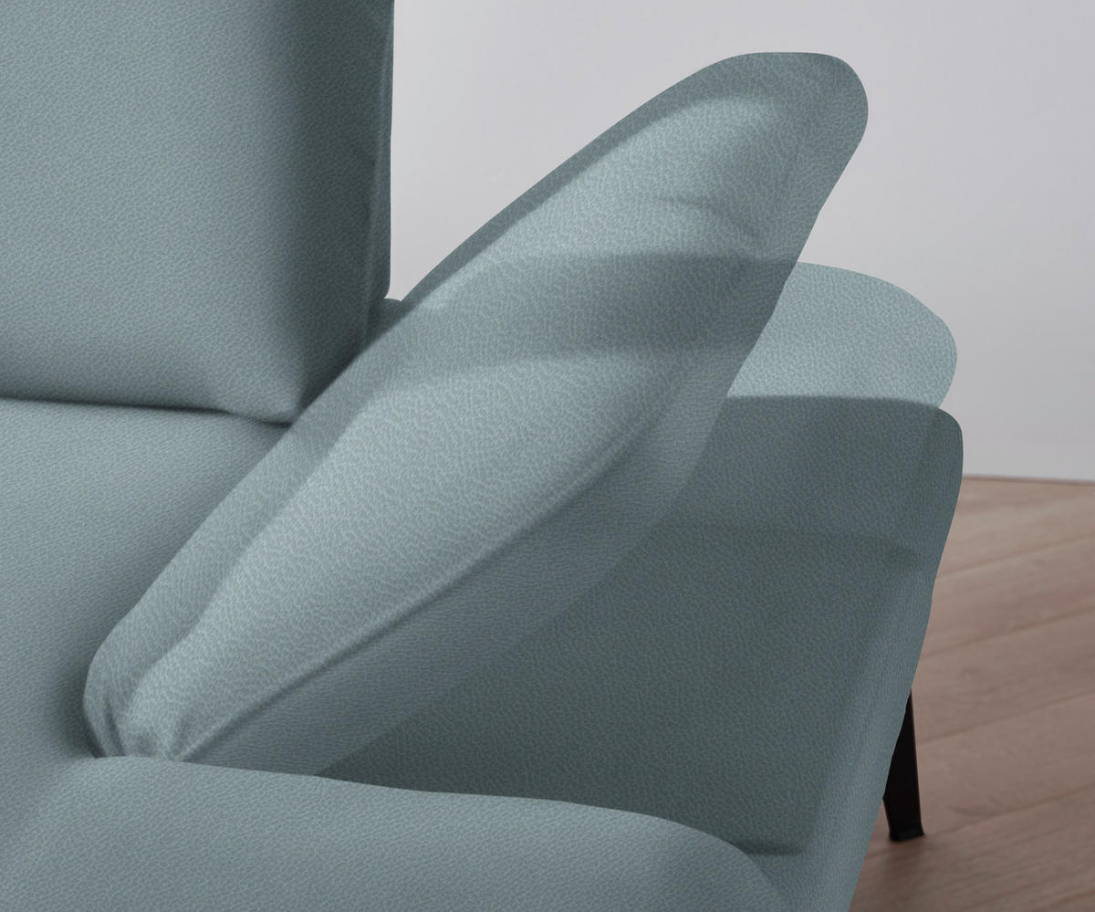 ECKSOFA in Flachgewebe Hellblau  - Schwarz/Hellblau, Design, Textil/Metall (180/289cm) - Stylife