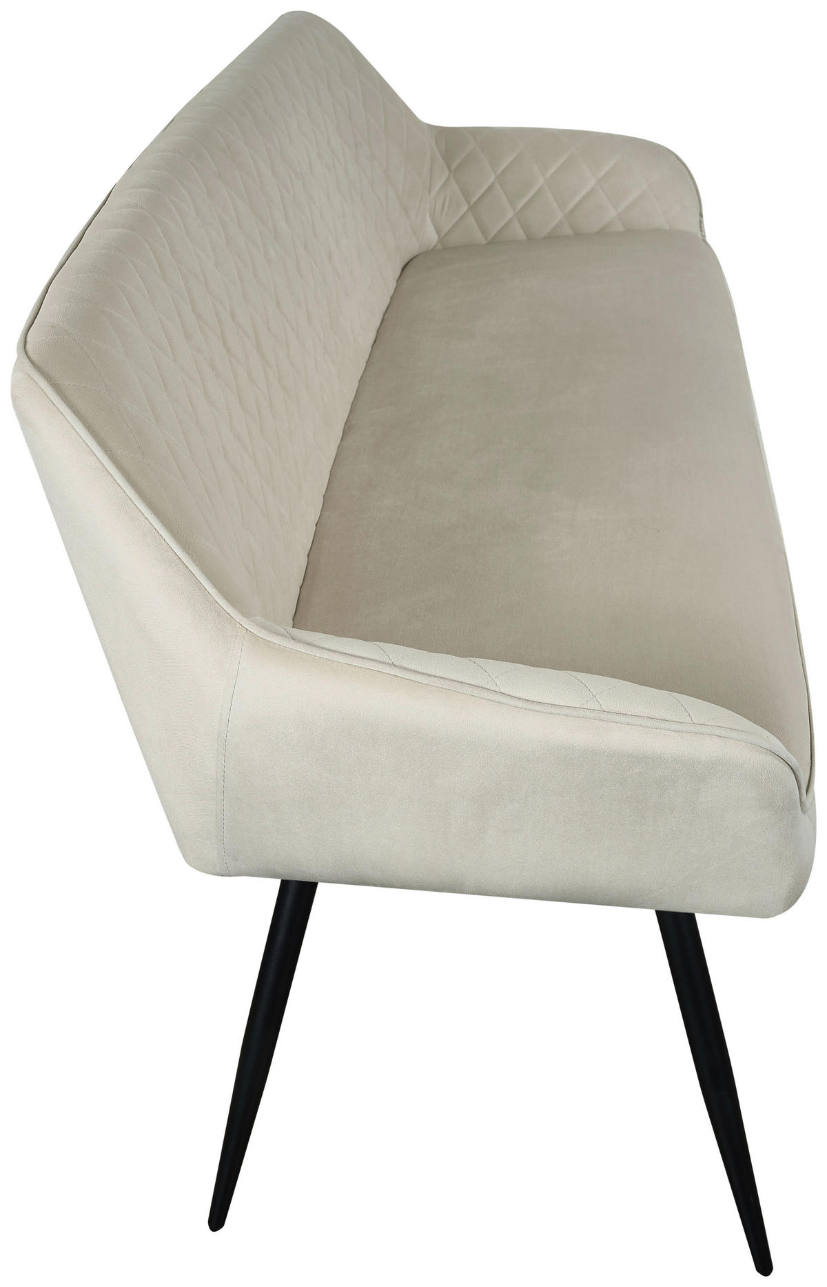 SITZBANK 163/83/63 cm Samt Beige, Schwarz  - Beige/Schwarz, Design, Textil/Metall (163/83/63cm) - Novel