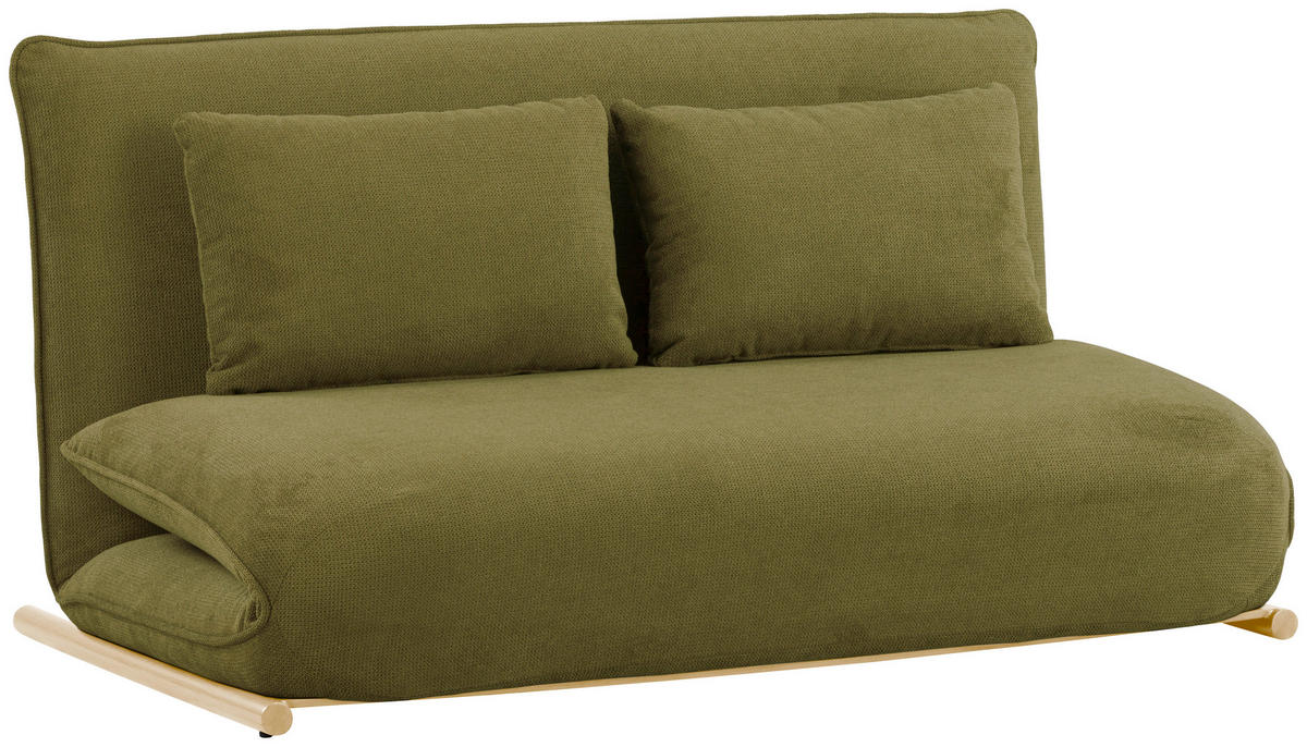 SOFA VELIN Samt Grün, Nussbaumfarben  - Nussbaumfarben/Grün, Design, Textil/Metall (140/97/80cm) - MID.YOU