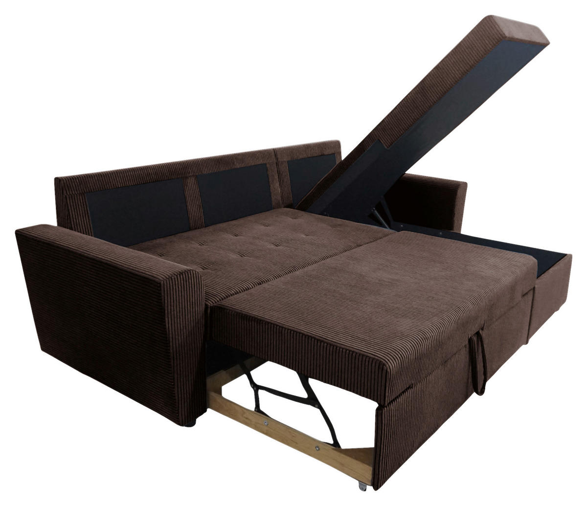 ECKSOFA TERMOLI Braun Cord Rückenkissen, Bettkasten  - Schwarz/Braun, Design, Kunststoff/Textil (231/155cm) - MID.YOU