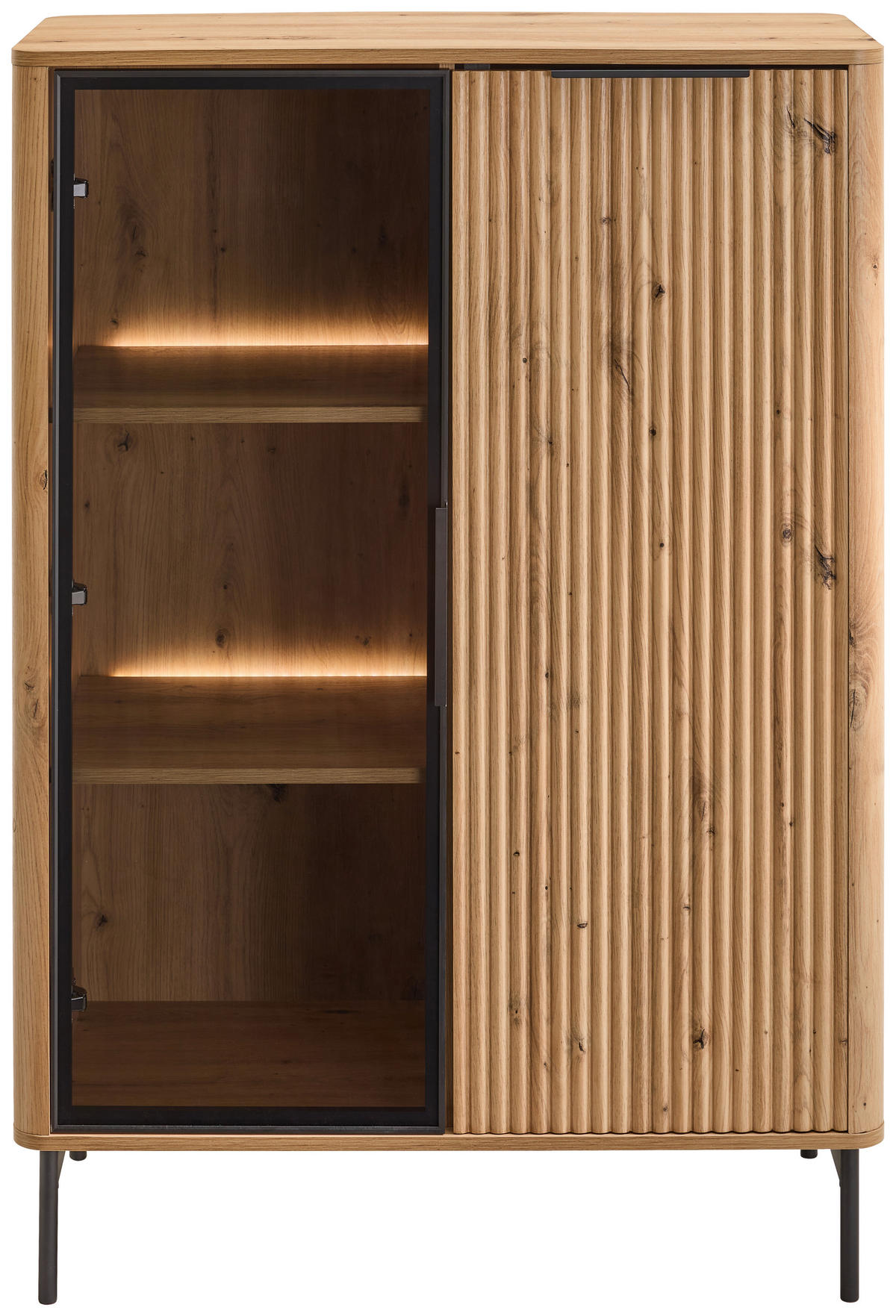 HIGHBOARD  89/128/40 cm  - Schwarz/Eiche Artisan, Design, Glas/Holzwerkstoff (89/128/40cm) - MID.YOU