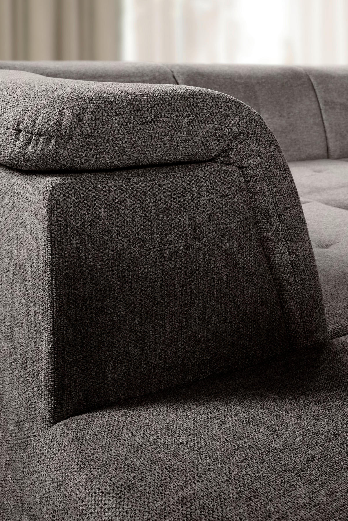 WOHNLANDSCHAFT Schwarz Chenille  - Schwarz/Grau, KONVENTIONELL, Kunststoff/Textil (188/340/240cm) - Carryhome