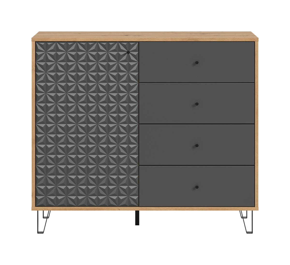 HIGHBOARD  in 110/96/40 cm  - Anthrazit/Schwarz, Design, Holzwerkstoff/Kunststoff (110/96/40cm) - Livetastic