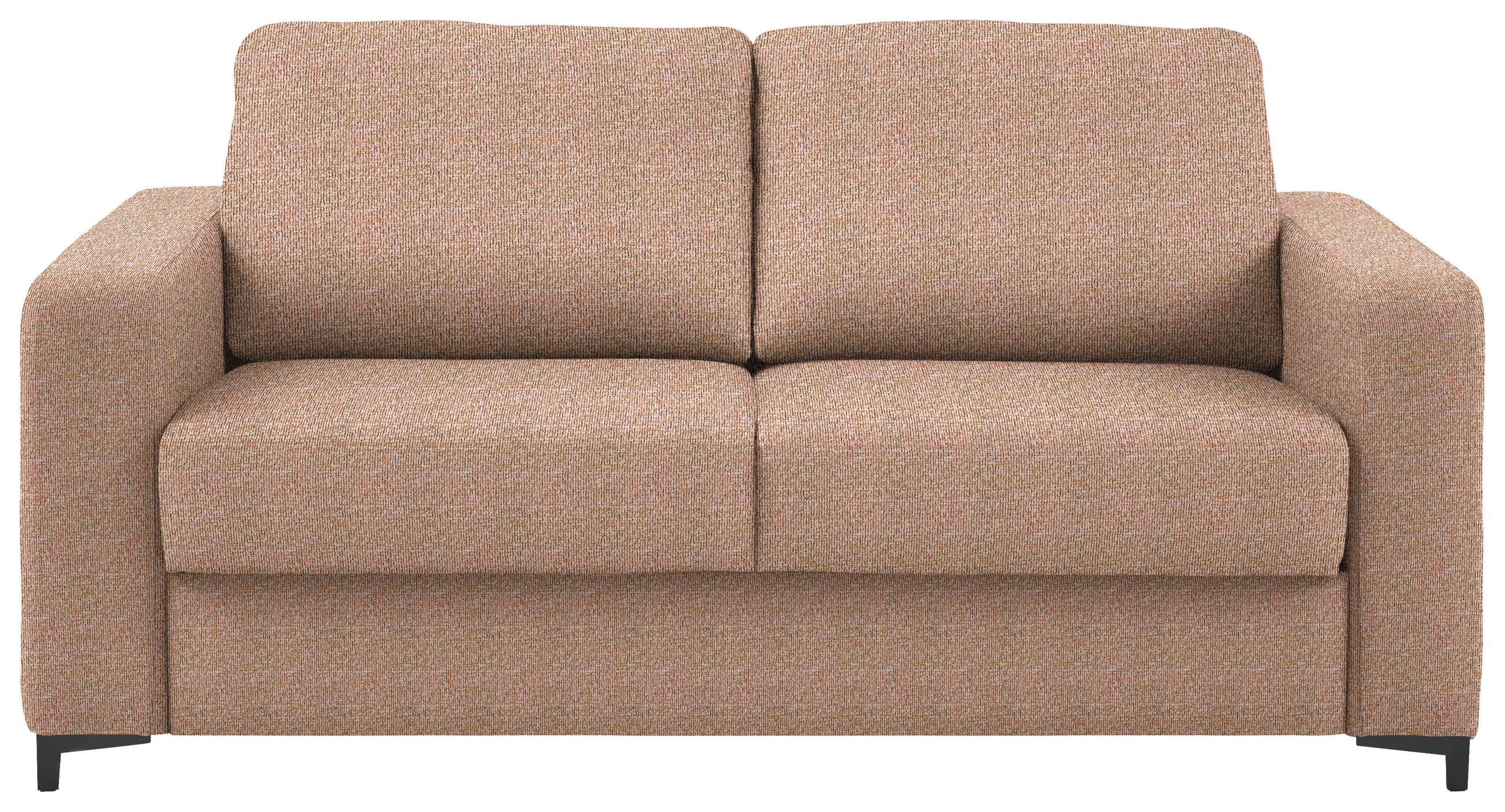 SCHLAFSOFA Webstoff Aprikose Armteil rechts, Armteil links, Rückenfutter, Schlafen auf Sitzhöhe, Stoffauswahl, Fussart wählbar  - Aprikose/Schwarz, Konventionell, Textil/Metall (196/87/103cm) - Dieter Knoll