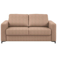 SCHLAFSOFA Webstoff Aprikose Armteil rechts, Armteil links, Rückenfutter, Schlafen auf Sitzhöhe, Stoffauswahl, Fussart wählbar  - Aprikose/Schwarz, Konventionell, Textil/Metall (196/87/103cm) - Dieter Knoll